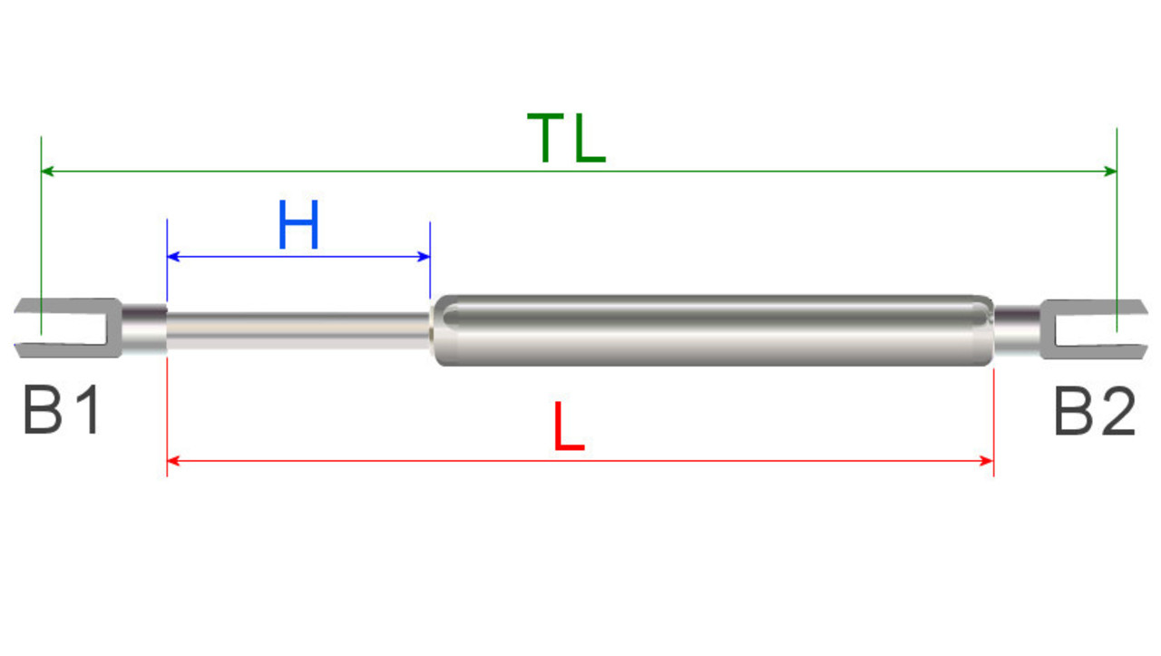 - Gas spring 200-425 2x M8x30 570N