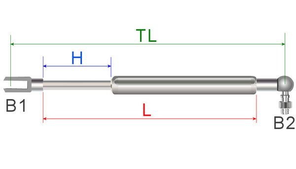 HG Gas spring Bansbach 100-368 490N HG Gas spring Bansbach 100-368 490N