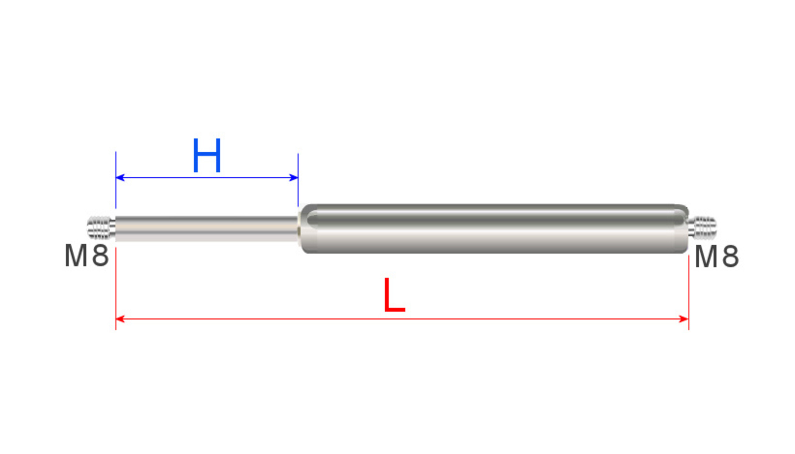 Gas spring Bansbach 100-368 540N - Zondag Zonnevakmensen BV