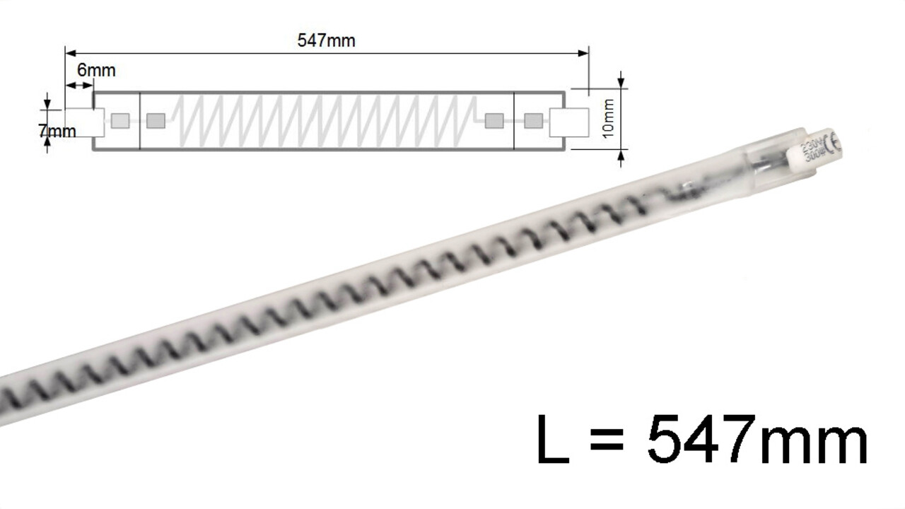 •  300W 547mm Karbon IR Kabinenlampe R7s