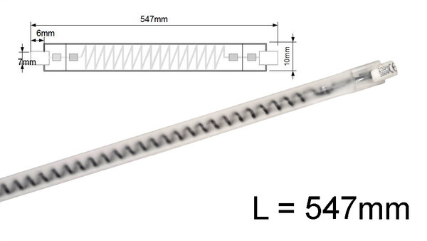 •  300W 547mm Karbon IR Kabinenlampe R7s