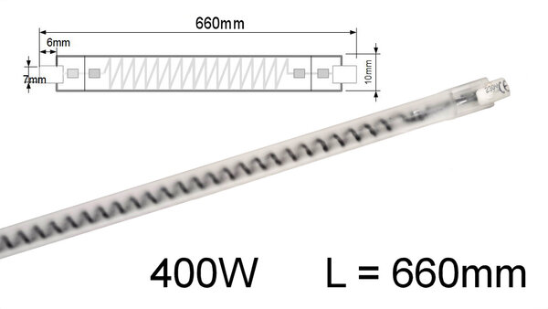 400W 660mm Carbon IR Kabinenlampe R7s 400W 660mm Carbon IR Kabinenlampe R7s