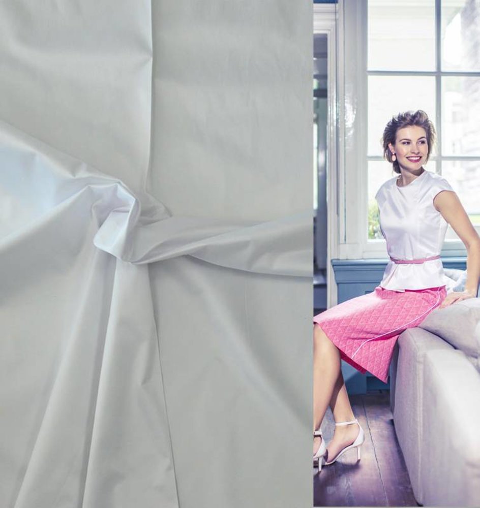 Glossy Cotton Uni S14 - white Glossy Cotton Uni S14 - white