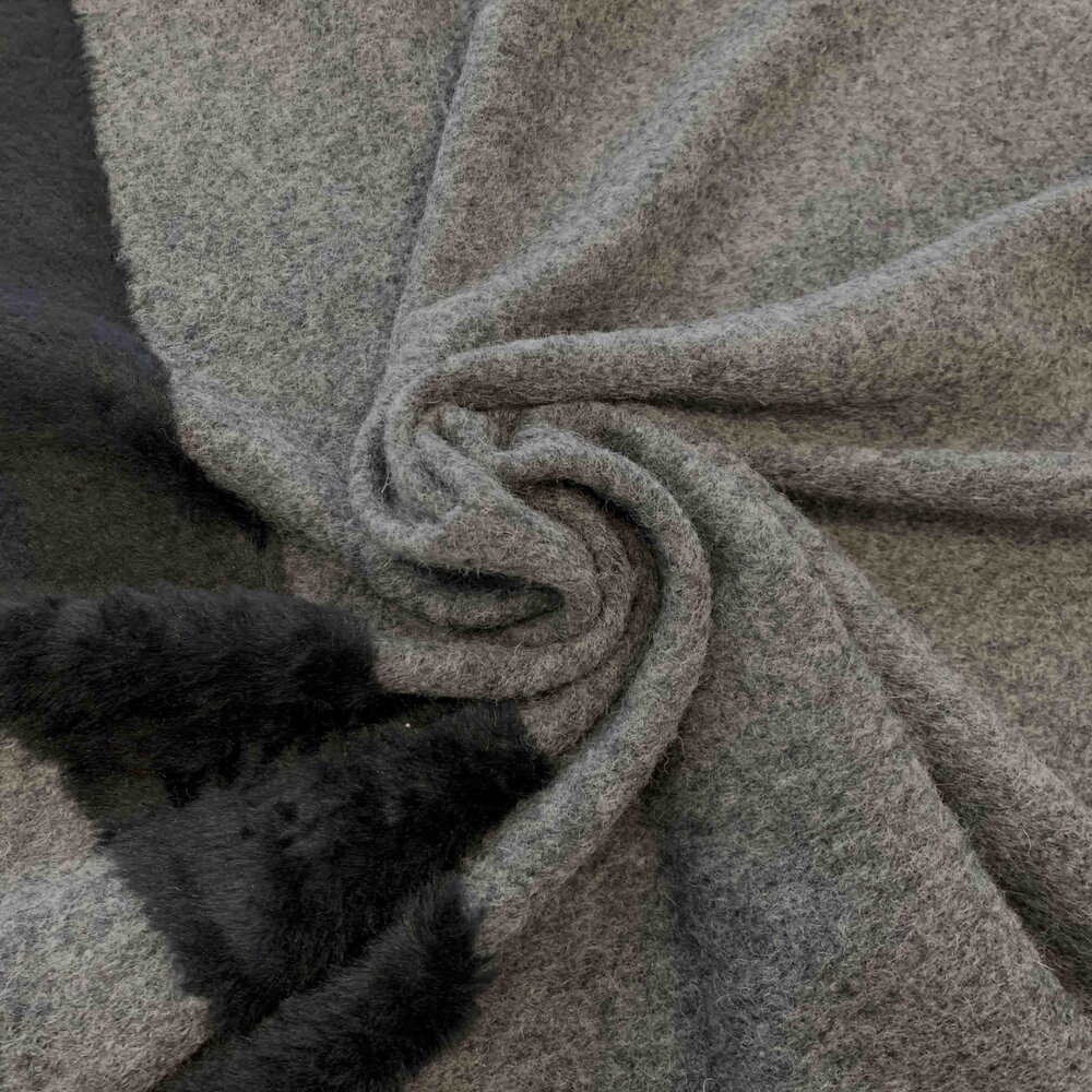 Gekochte Wolle W47 - grau / schwarz