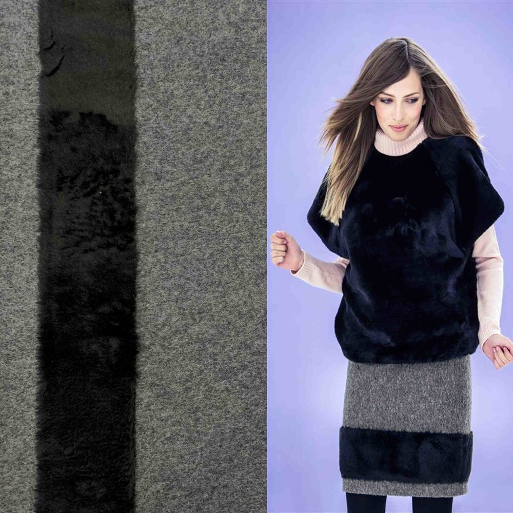 Boiled Wool W47 - gray / black Boiled Wool W47 - gray / black