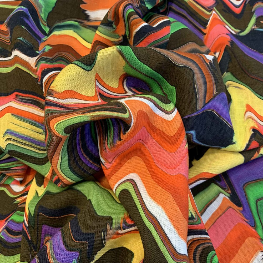 Jet d'encre viscose aspect lin 3019