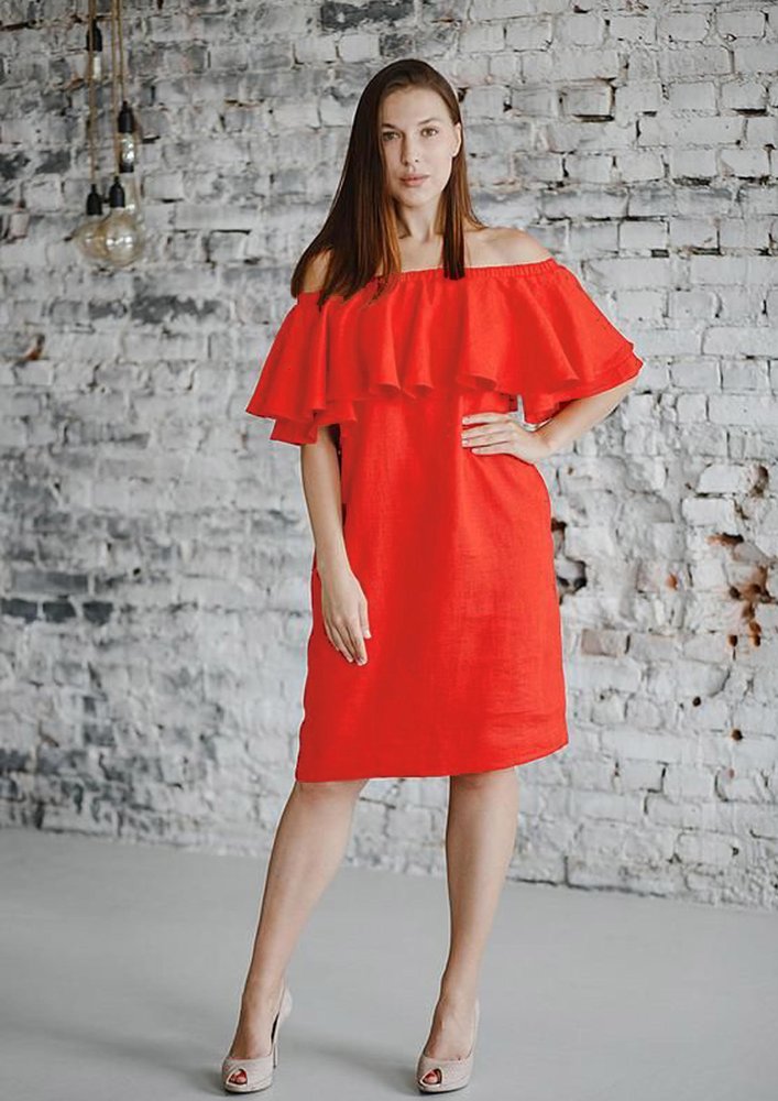 Stretch Linen L22 - bright red Stretch Linen L22 - bright red