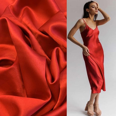 Satin de soie extensible SD10 - rouge vif