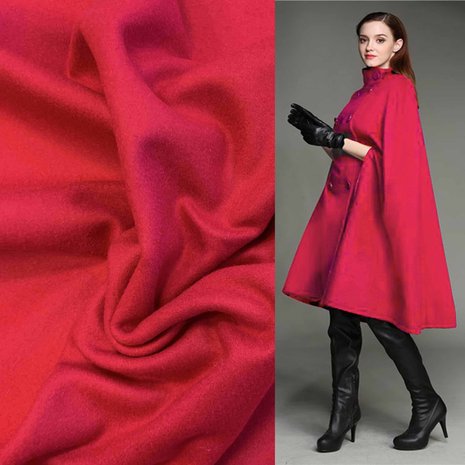 Wollen Mantel Stof KW17 - fuchsia Wollen Mantel Stof KW17 - fuchsia