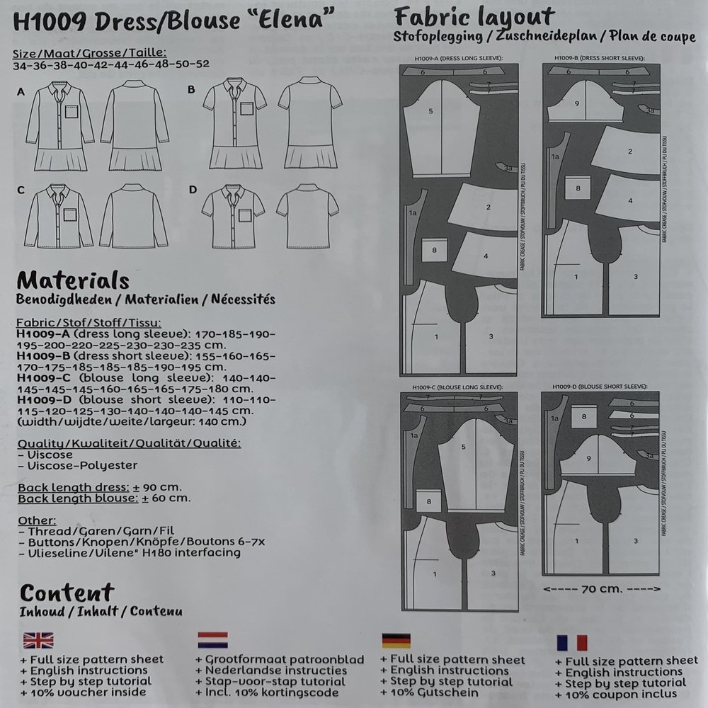 Kleid/Bluse Elena H1009 Kleid/Bluse Elena H1009