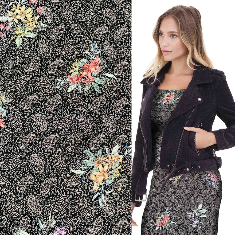 Stretch-Baumwoll-Jacquard-Paisley 3562
