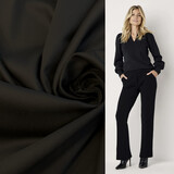 Stretch katoen met wafel structuur  3871 - zwart