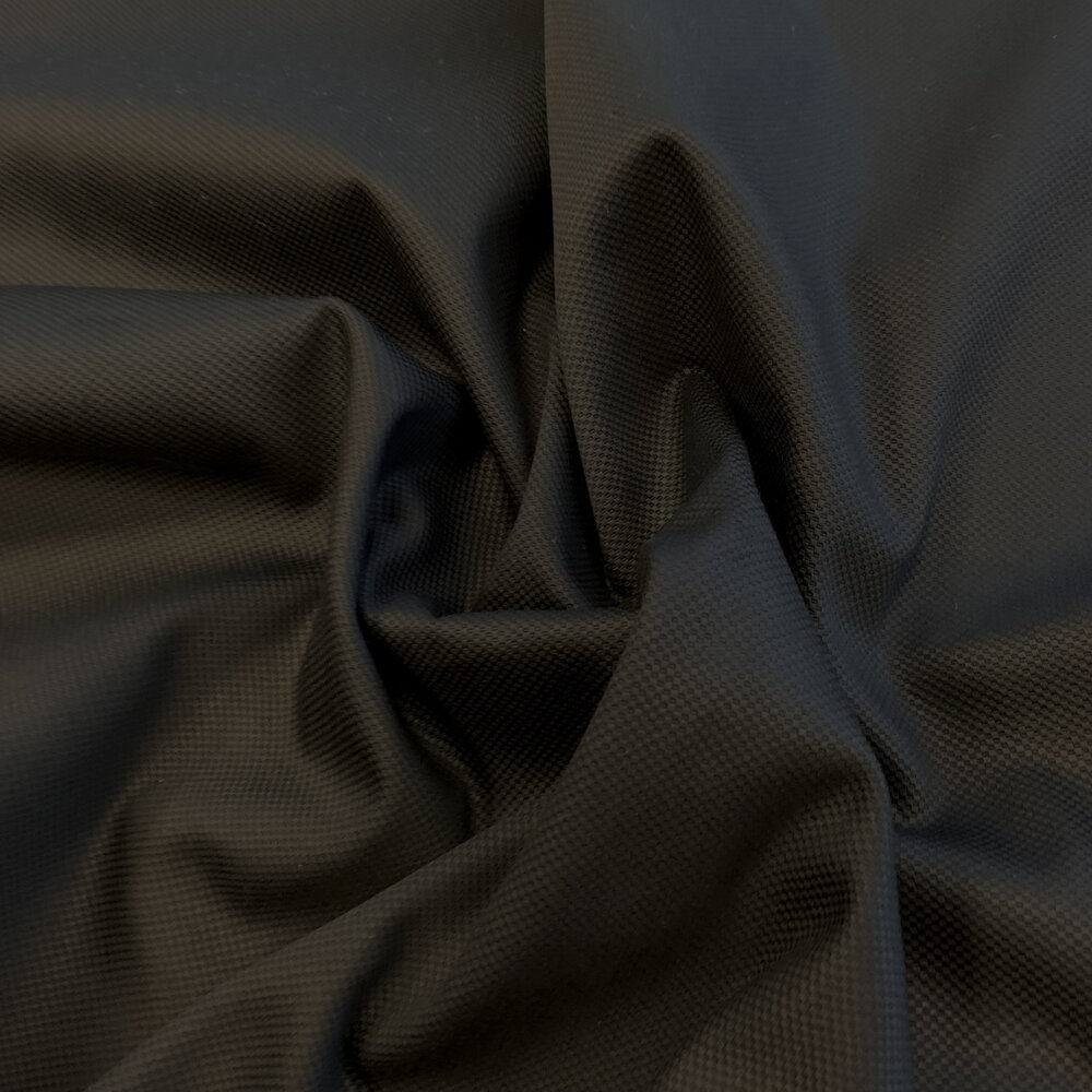 Baumwollstretch mit Waffelstruktur 3871 - schwarz