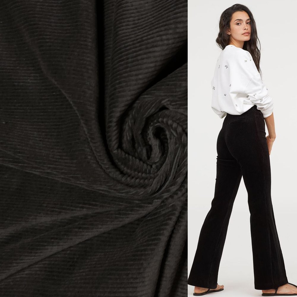 Cotton Corduroy Stretch AB03 - Black Cotton Corduroy Stretch AB03 - Black