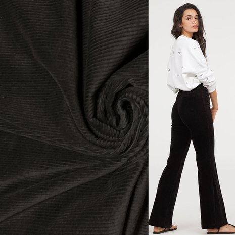 Coton Velours Côtelé Stretch AB03 - Noir Coton Velours Côtelé Stretch AB03 - Noir