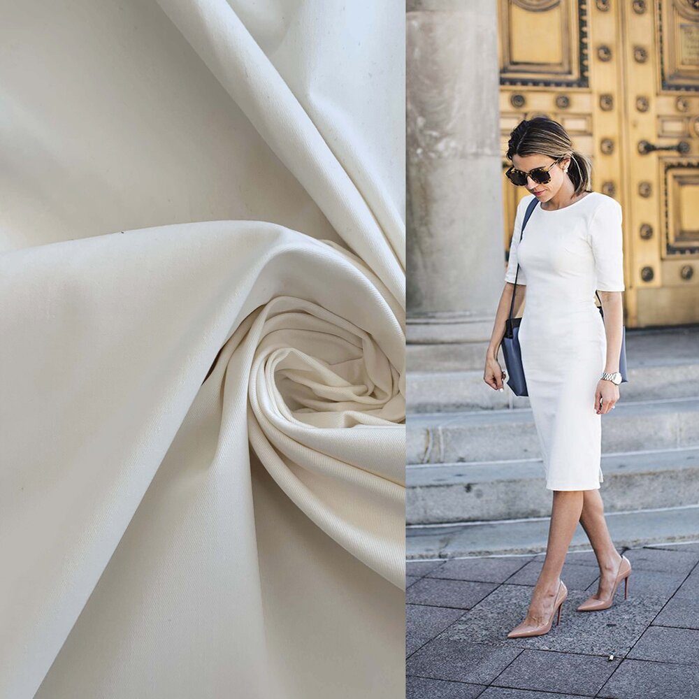 Baumwollsatin Stretch 4160 – gebrochenes Weiß Baumwollsatin Stretch 4160 – gebrochenes Weiß