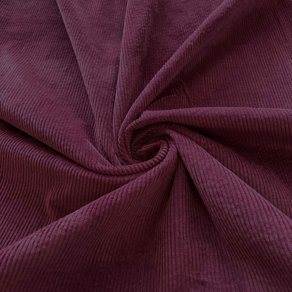 Velours côtelé de coton extensible AB20 - Bordeaux