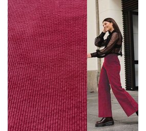 Katoen Corduroy Stretch AB19 - wijnrood Katoen Corduroy Stretch AB19 - wijnrood