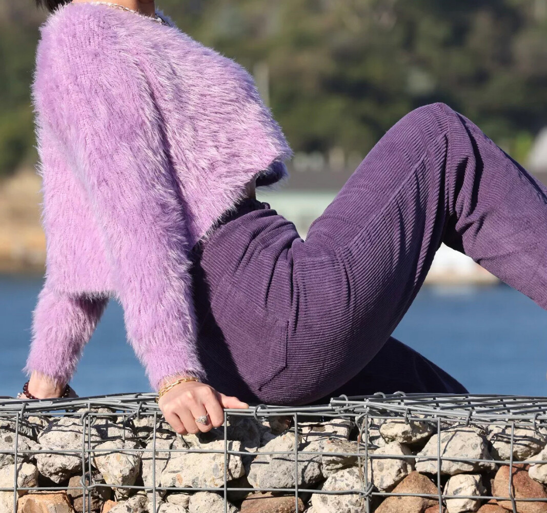 Baumwoll-Cord-Stretch AB24 – dunkelviolett