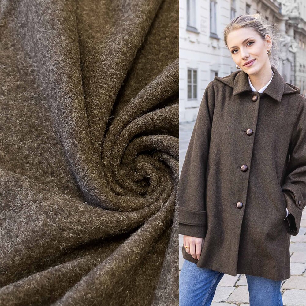 Gekochte Wolle Uni CW34 – braun / taupe