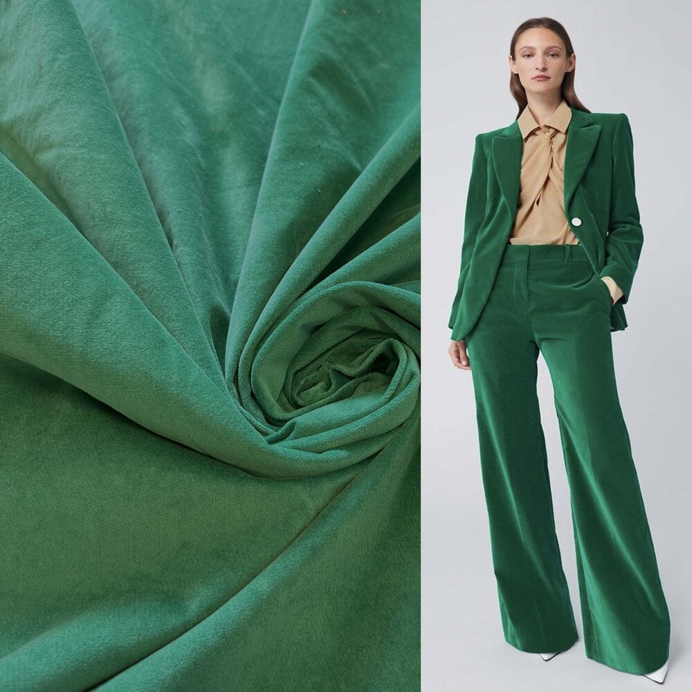 Velours de coton WV08 - vert émeraude