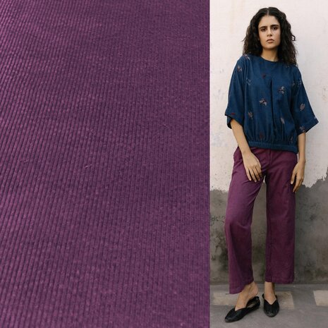 Velours côtelé coton stretch AB30 - violet