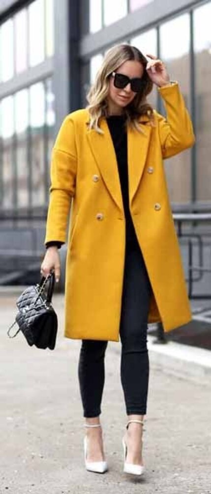 Tissu pour manteau en laine KW03 - jaune Tissu pour manteau en laine KW03 - jaune