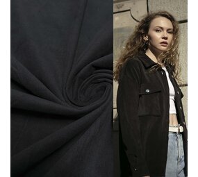 Velours côtelé fin en coton 4387 - noir