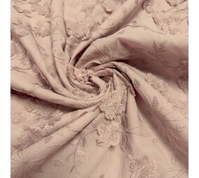 Batiste de coton brodée 4513 - vieux rose Batiste de coton brodée 4513 - vieux rose