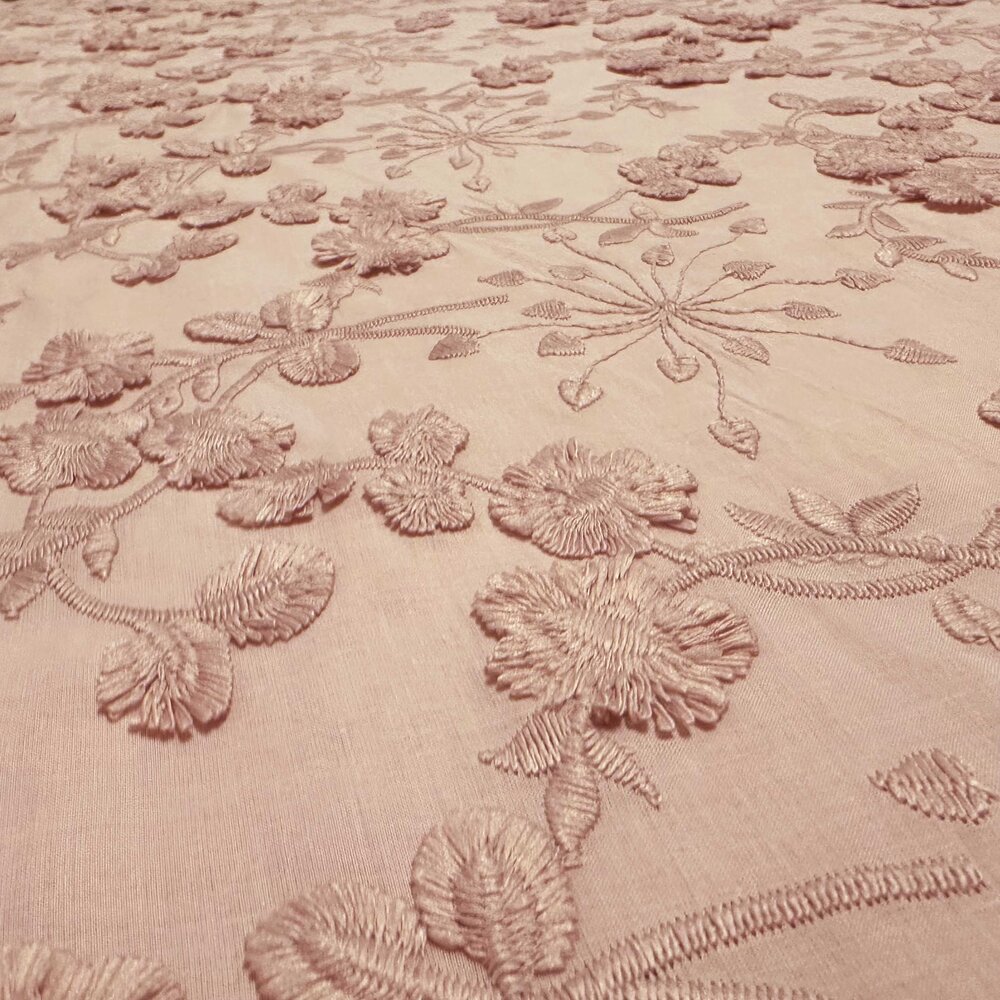 Batiste de coton brodée 4513 - vieux rose Batiste de coton brodée 4513 - vieux rose