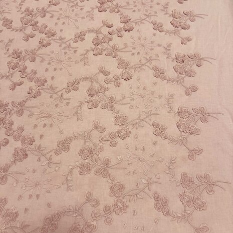Batiste de coton brodée 4513 - vieux rose Batiste de coton brodée 4513 - vieux rose
