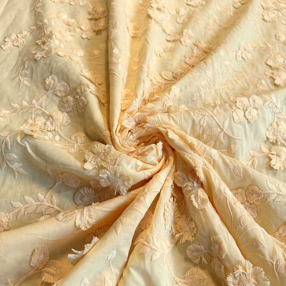 Batiste de coton brodée 4515 - jaune