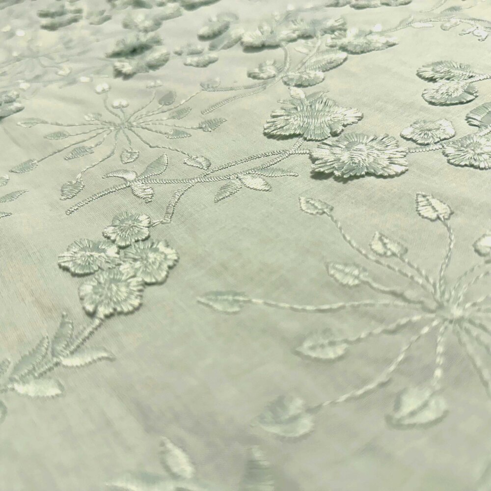 Batiste de coton brodée 4516 - vert poudré