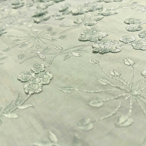 Batiste de coton brodée 4516 - vert poudré