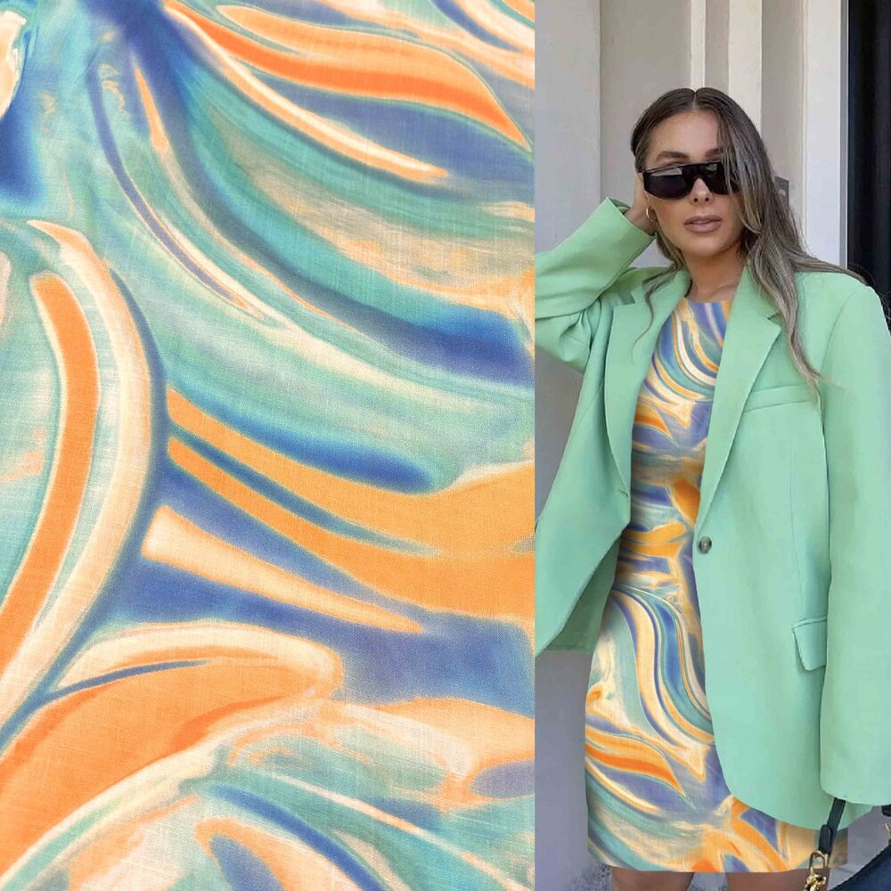 Viskose Inkjet 4531 in Leinenoptik Viskose Inkjet 4531 in Leinenoptik