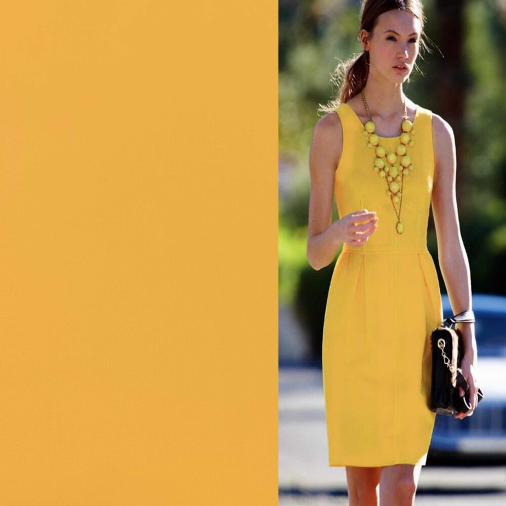 Satin de coton confort stretch SK31 - jaune Satin de coton confort stretch SK31 - jaune