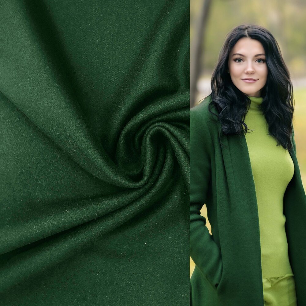 Wool Coat Fabric KW23 - light bottle green