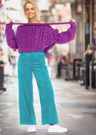 Katoen Corduroy Stretch AB37 - fel turquoise