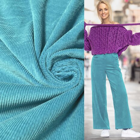 Cotton Corduroy Stretch AB37 - bright turquoise