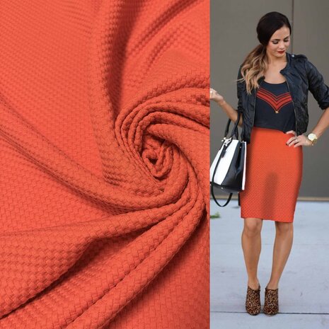 Tricot extensible à structure gaufrée 4997 - rouge Tricot extensible à structure gaufrée 4997 - rouge