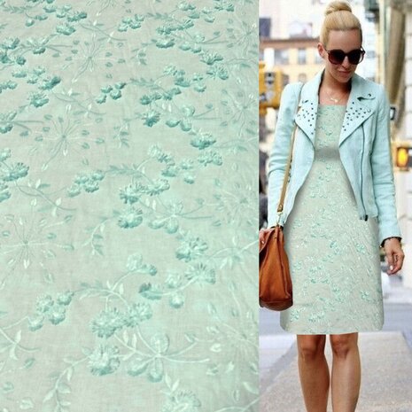 Cotton Batist Embroidered 5041 - turquoise
