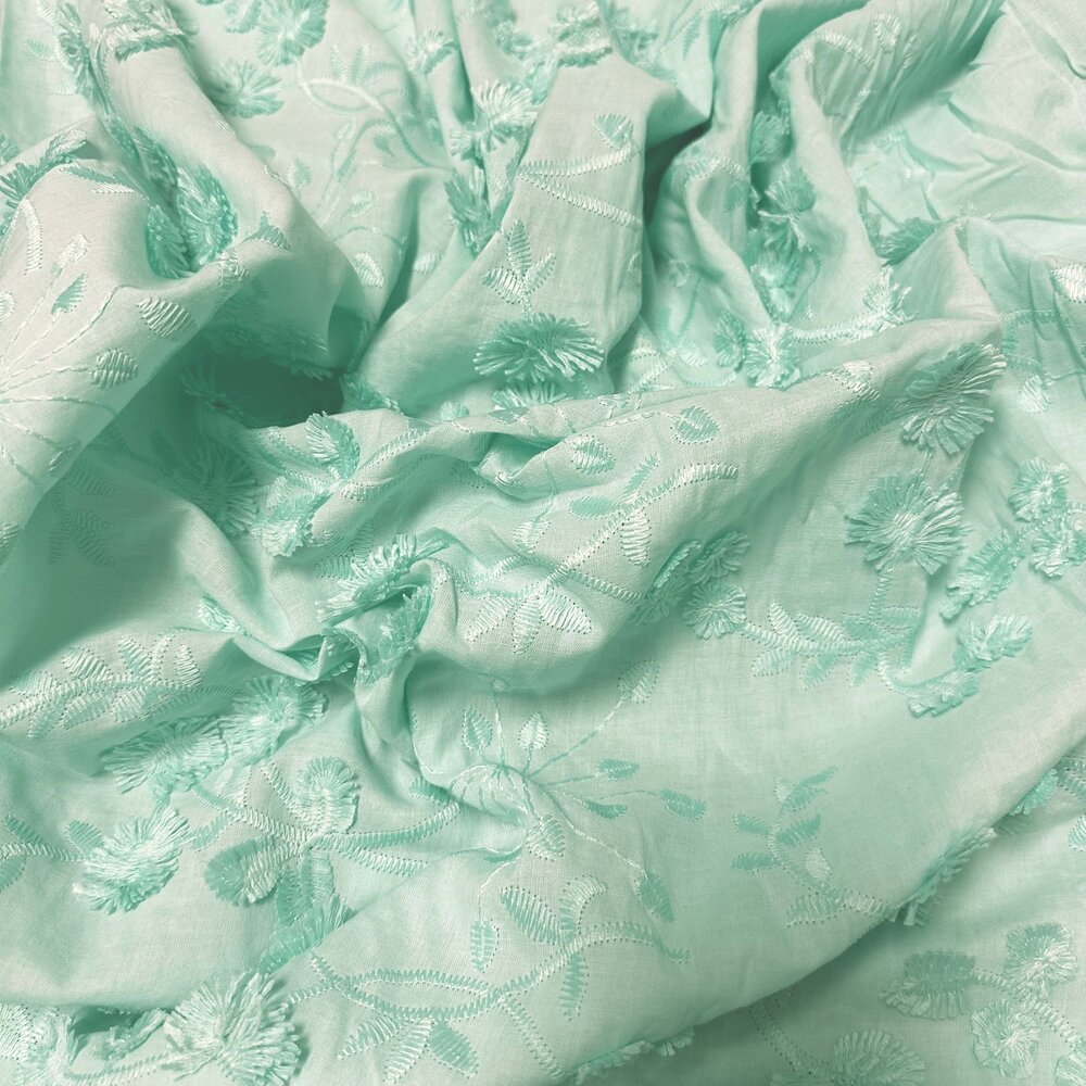 Cotton Batist Embroidered 5041 - turquoise