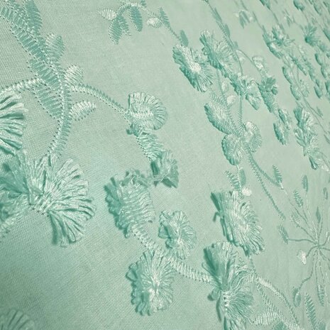 Batiste de coton brodé 5041 - turquoise Batiste de coton brodé 5041 - turquoise