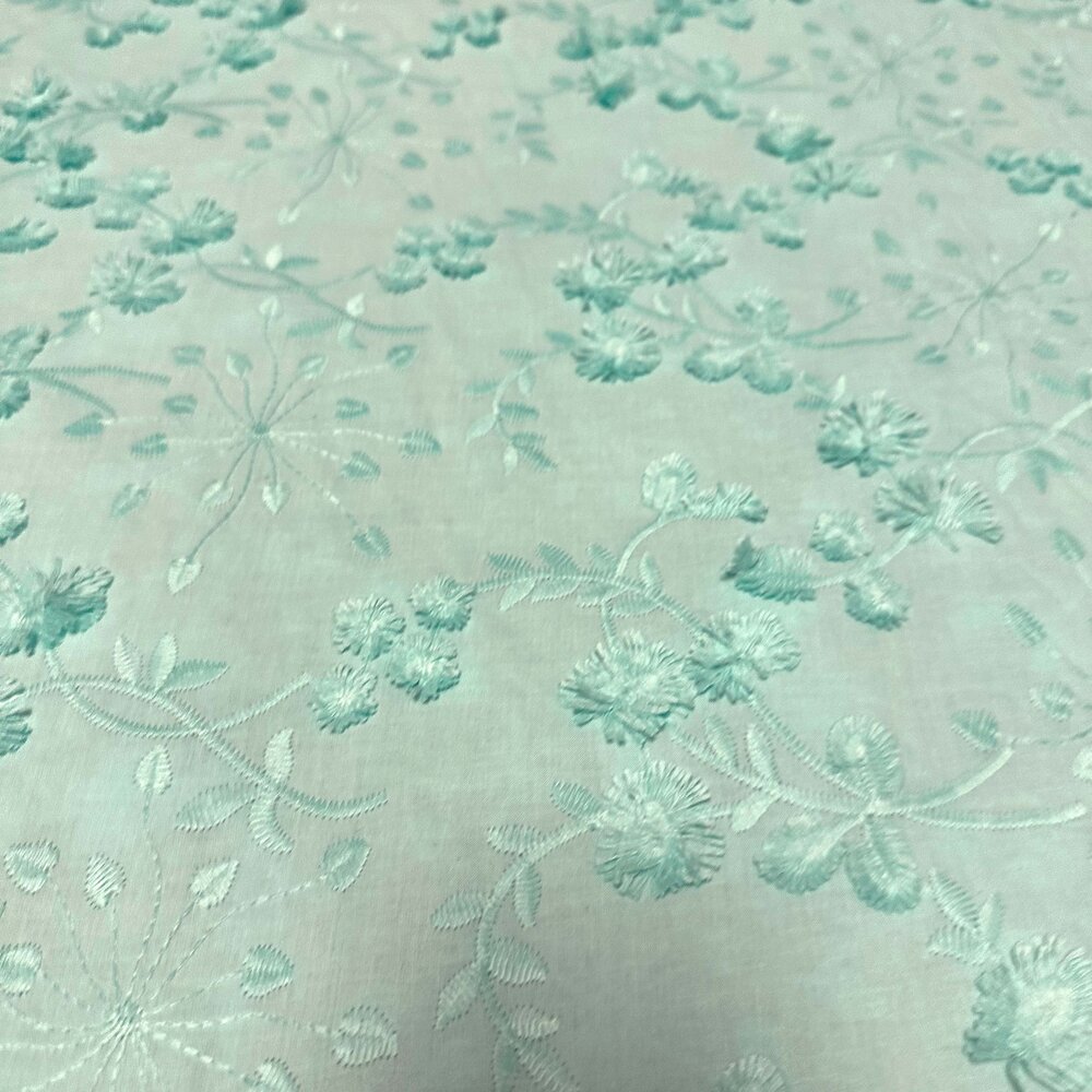 Cotton Batist Embroidered 5041 - turquoise