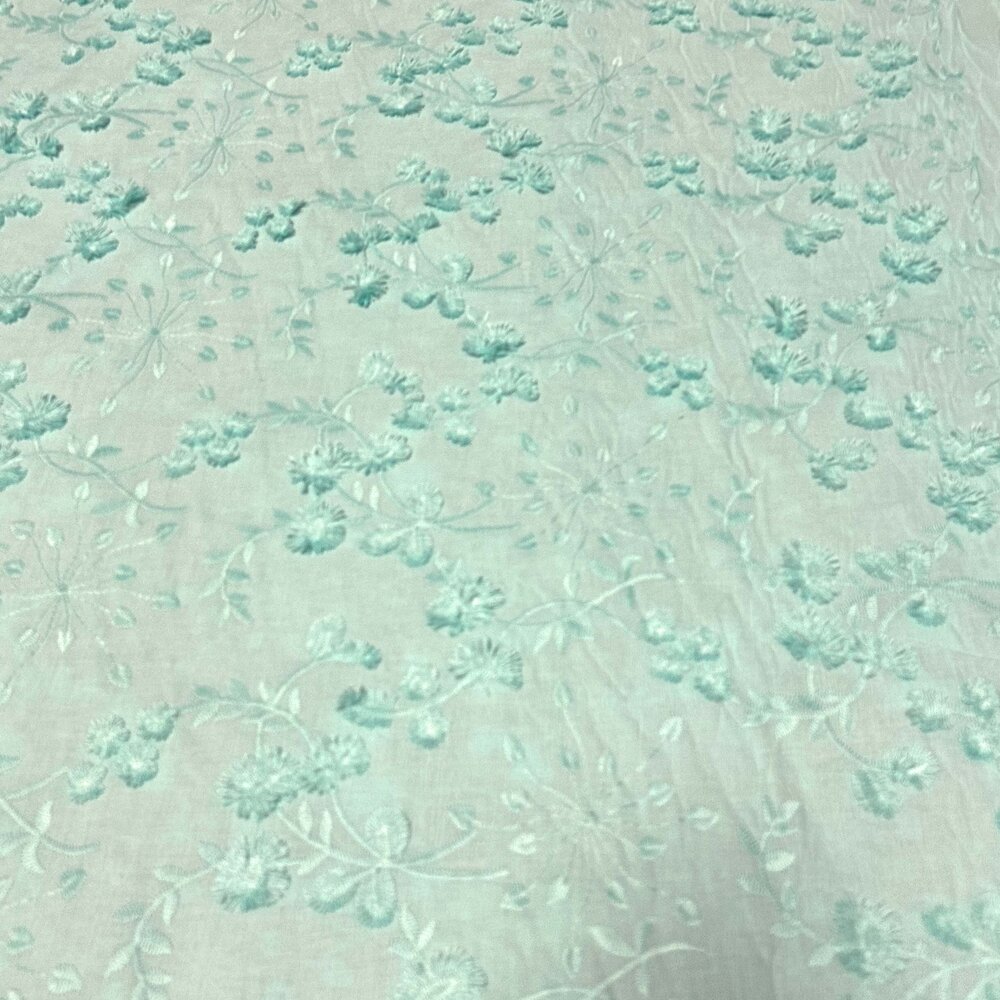 Katoen Batist Geborduurd 5041 - turquoise