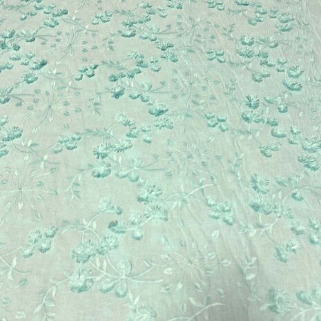 Cotton Batist Embroidered 5041 - turquoise