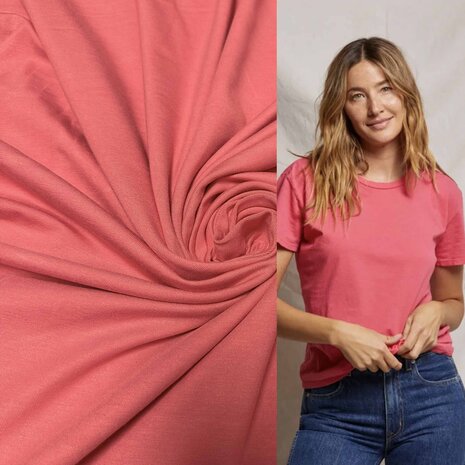 Jersey viscose 5077 - rose corail Jersey viscose 5077 - rose corail