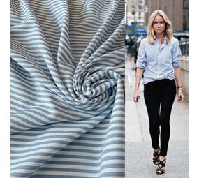 Viscose Poplin 5081 - blauw/wit Viscose Poplin 5081 - blauw/wit