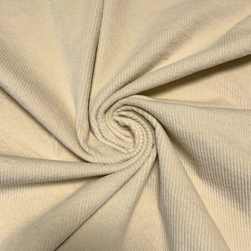COUPON NJ - Velours côtelé extensible en coton AB13 - Vanille 70 x 140 cm