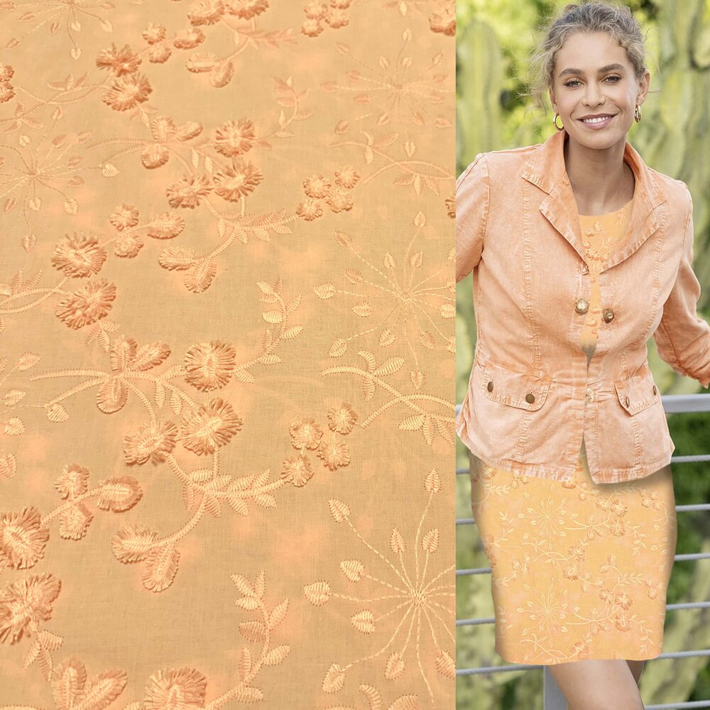 Baumwollbatist bestickt 5109 - orange